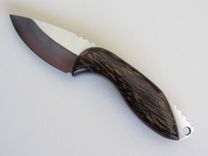 Skinner Knife - Black Palm Wood Handle - Stainless Steel Blade - Black Leather Sheath 5 small