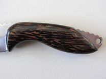 Skinner Knife - Black Palm Wood Handle - Stainless Steel Blade - Black Leather Sheath 6 small