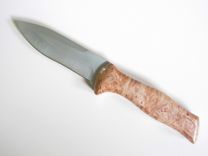 Spear Point Hunter's - Stainless Steel Blade - Big Leaf Maple Burl Wood Handle 4 small
