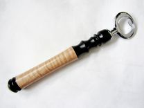 Chromed Bottle Opener Handmade Ebony And Curly Maple Wood Handle 1 small