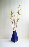 Forsythia Branches- Flame Worked Glass And Copper In Grass Green Stained Glass Vase 2 small