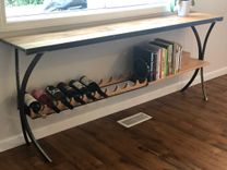 Modern Rustic Console Table: Wine Bar, Wet Bar, Cookbook Shelf 6 small