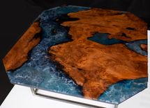 Redwood And Blue Epoxy Coffee Table With Powder Coated Steel Base 5 small
