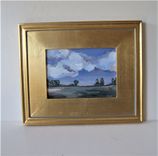 Original Acrylic Landscape Painting, 11 1/4" X 10 1/2, Gold Plein Air Frame 1 small