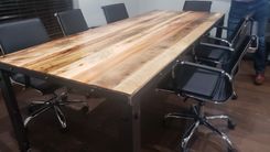 Industrial Conference Table With Reclaimed Oak Top 4 small