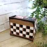Hand Painted Whimsy Checks Pink Rose Decor Keepsake Box 2 small
