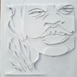 Portrait In Fused Glass - La Femme Au Vert Olive 2 small