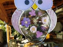Stained Glass Owl With Flowers 2 small