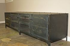 Modern Media Console, Industrial Credenza, All Steel Tv Stand, Rustic Entertainment Center 5 small
