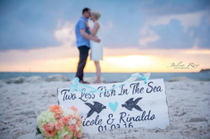 Beach Wedding Decor Wood Sign, Two Less Fish In The Sea Gift For Couple 1 small