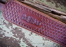Custom Leather Rifle Sling Brown Hand Tooled Cobra Style Padded. 2 small
