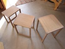 Walnut And Bamboo Nesting , End , Side Tables , Mid Century Modern 4 small