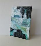 Small Green Original Abstract Painting, 5" X 7" 2 small