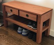 Bench Or Accent Table With Drawers And Shelf Made From Solid Mahogany 3 small