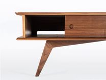 Modern Tv Console, Mid Century Modern Style In Solid Walnut "Montecito" 8 small