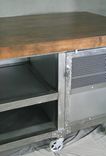 Industrial Kitchen Island W/ Storage. Portable Workstation. Oak Wood Top & Polished Steel. Custom. 2 small