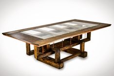 Custom Industrial Contemporary Modern Eclectic Wood And Glass Dining Table 1 small