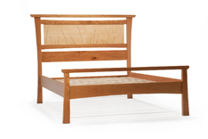 Bed Frame King Size, Headboard, Scandinavian, Danish, Shaker, Cherry, Curly Maple, Inlay, Curves 1 small