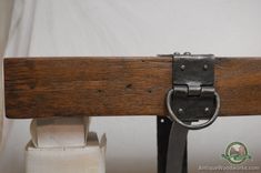 Hewn Mantel With Metal Straps And Corbels 6 small