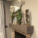 Walnut Modern Fireplace Mantel. Walnut Mantle. 1 small