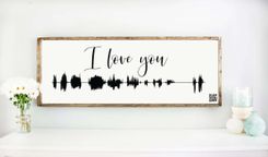 Personalized Soundwave With Qr Code Framed Wood Sign, Custom Voice Recording Art 1 small