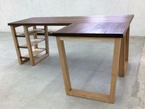 Maple And Walnut Desk With Open Shelving And Repositionable Return 2 small