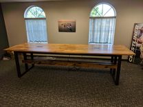Heavy Duty Conference Table, Reclaimed Wood And Steel 2 small