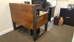 Metal Frame & Reclaimed Wood Reception Desk 1 small