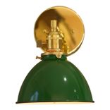 Country Cottage 1-Light Brass Wall Sconce, Green Lamp Shade 1 small
