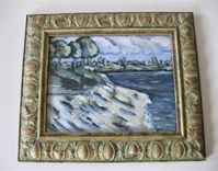 Framed Original Acrylic Seascape Painting, 14" X 12" 3 small