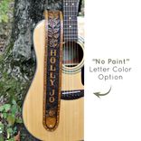 Personalized Western Rose Leather Guitar Strap 4 small
