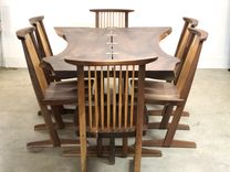Modern Walnut Dining Table With Metal Inlay 4 small