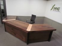 Custom Walnut ,Maple And Steel Reception Desk 3 small