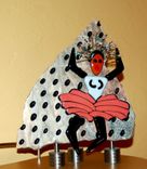 Marble Sculpture With Fused Glass Elements - "Pink Flamenco" 1 small