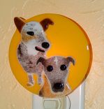 Custom  Fused Glass Pet Portrait Nightlight - Blue Heelers 1 small