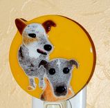 Custom  Fused Glass Pet Portrait Nightlight - Blue Heelers 2 small
