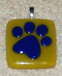 Fused Glass Memorial Paw Print Pendant 1 small