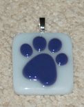 Fused Glass Memorial Paw Print Pendant 3 small
