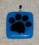 Fused Glass Memorial Paw Print Pendant 2 small