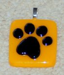 Fused Glass Memorial Paw Print Pendant 6 small
