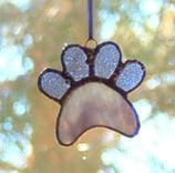 Stained Glass Paw Print Suncatcher - Perwinkle 2 small