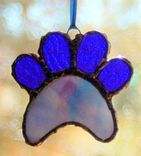 Stained Glass Paw Print Suncatcher - Perwinkle 6 small