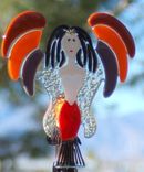 Fused Glass Magical Fairy Wand - Orange, Black, Red, Gray 1 small