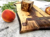 Unique Custom Serving Tray, Cheese Board, Charcuterie Or Serving Board With Copper Hammer Handles 2 small