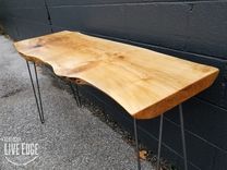 Live Edge Sofa Table- Console Table- Foyer Table- Natural Wood- Mid Century- Light Wood 6 small