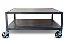 Industrial Modern Square Metal Coffee Table With Casters, Rolling Coffee Table 1 small