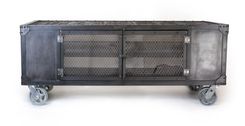 Rolling Steel Media Cabinet, Industrial Occasional Table, Console Table, Accent Table, Tv Stand 1 small
