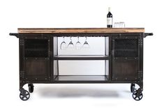 Industrial Home Bar Reclaimed Wood, Coffee Cart, Mini Bar, Wine Cabinet, Kitchen Island, Bar Cart 5 small