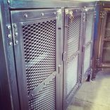 Custom Wine Cellar Cabinets, Reclaimed Wood And Steel Cabinets, Hammered Copper Sink, Mini Fridge 2 small