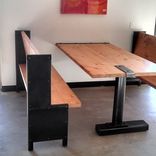 Reclaimed Wood And Steel Custom Cafe Booths & Reception Desks For Boulder Brands 3 small